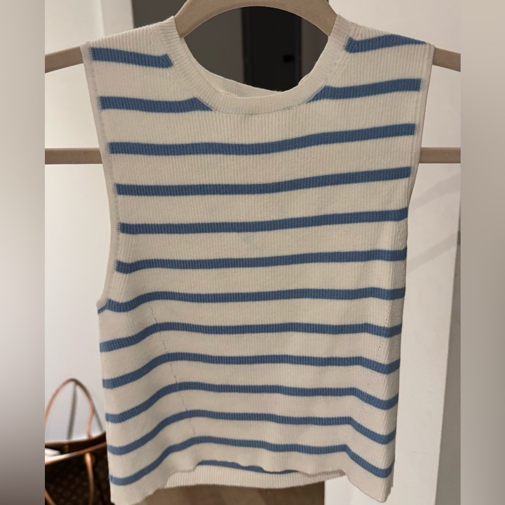 Halter blue and white top
